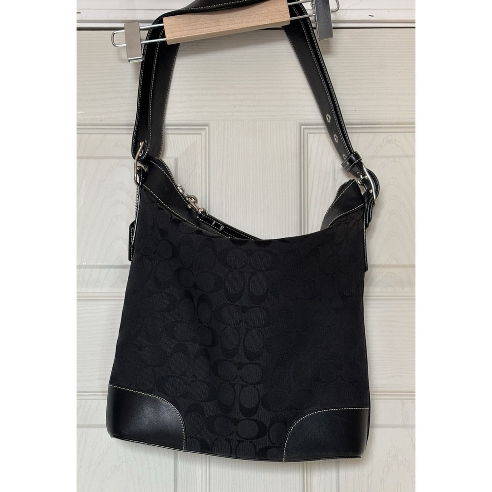Vintage 2002 COACH 6346 Chelsea Signature Slim Duffel Hobo Bag Black Jacquard